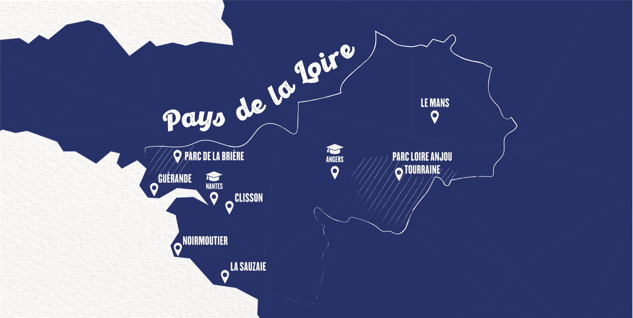 Carte des lieux à découvrir : Pays de la Loire